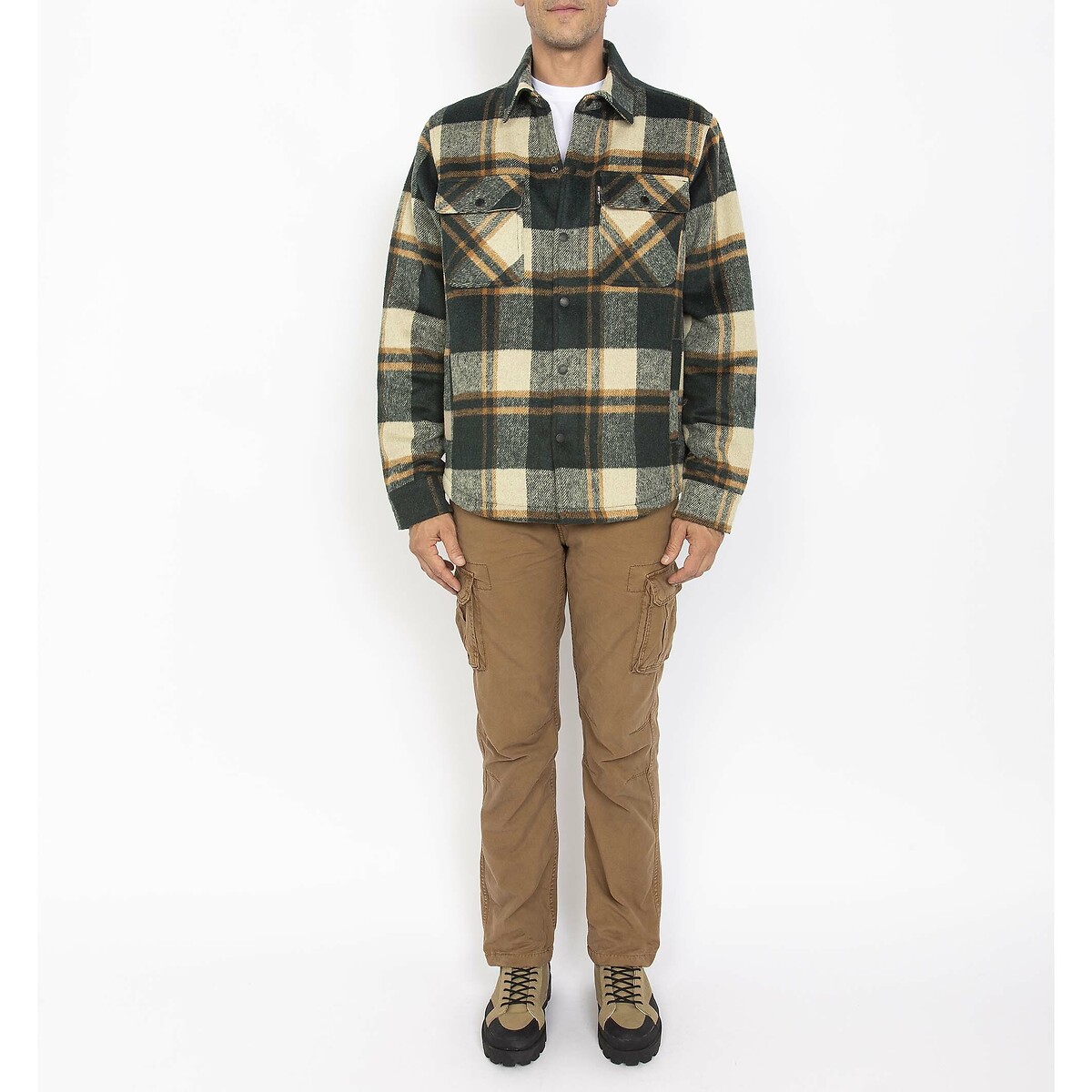 Cary thick jacket with sherpa lining checked, SCHOTT