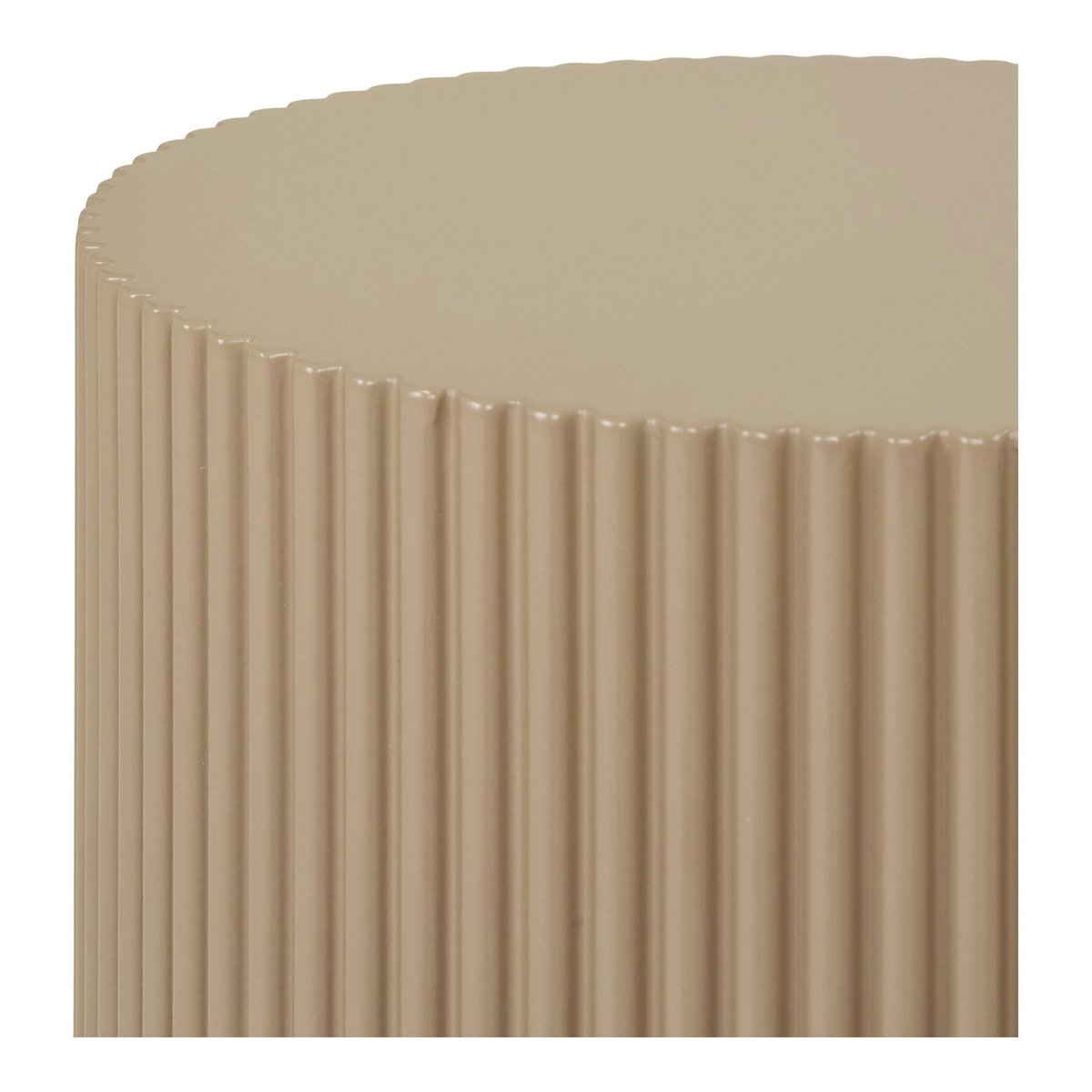 Bout de canapé design - forme ronde striée, beige naturel TRINITE beige, PIER IMPORT