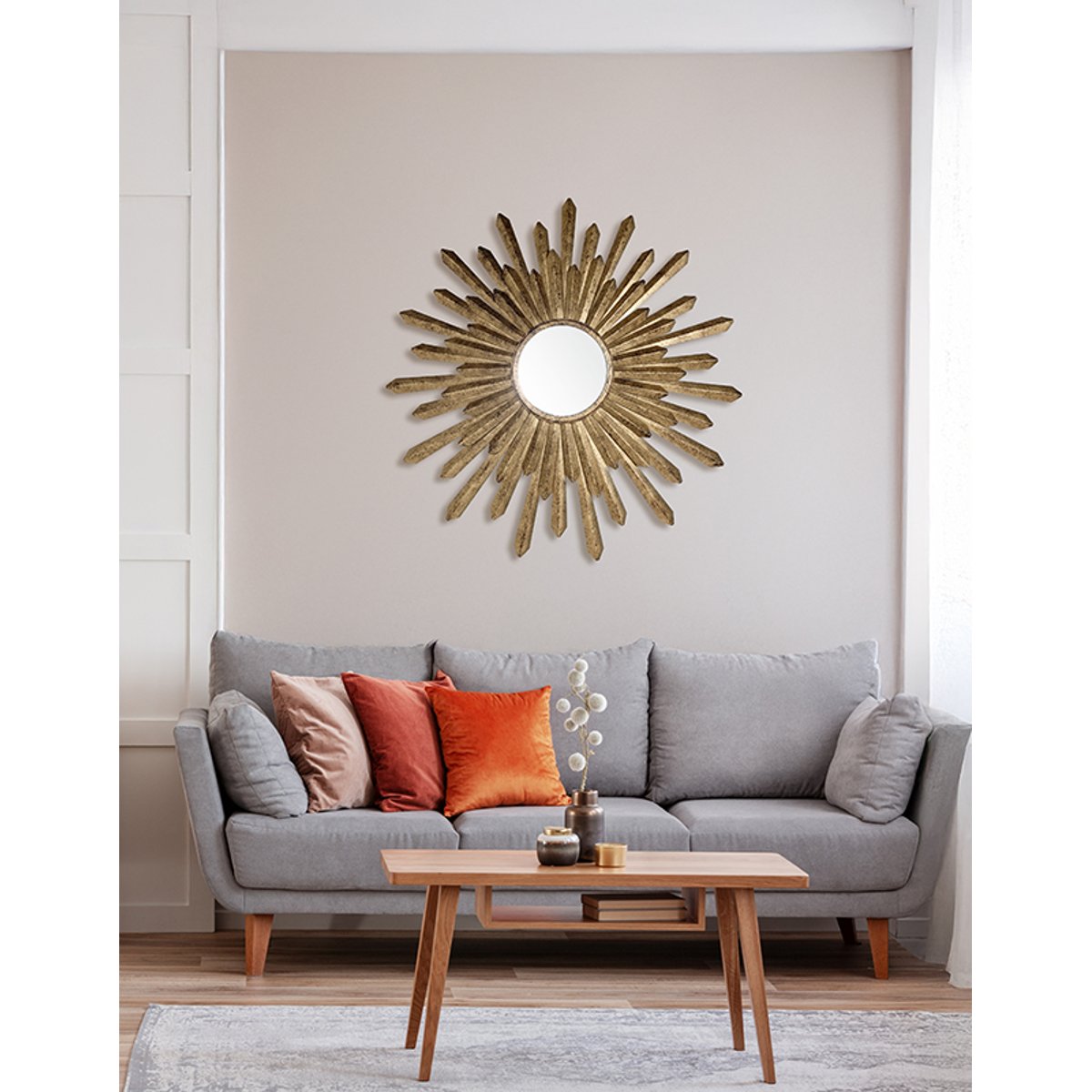 Miroir soleil métal 76cm or, EMDE
