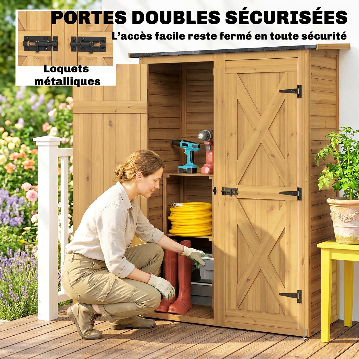 Abri de jardin Bois de Sapin Marron marron, OUTSUNNY