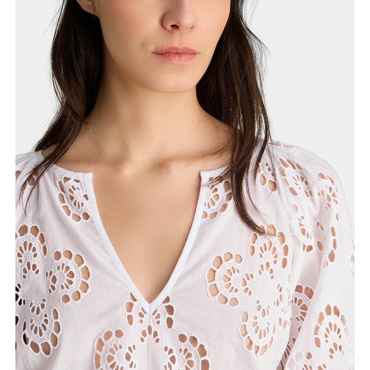Top clara broderie anglaise coton bio blanc, GALERIES LAFAYETTE