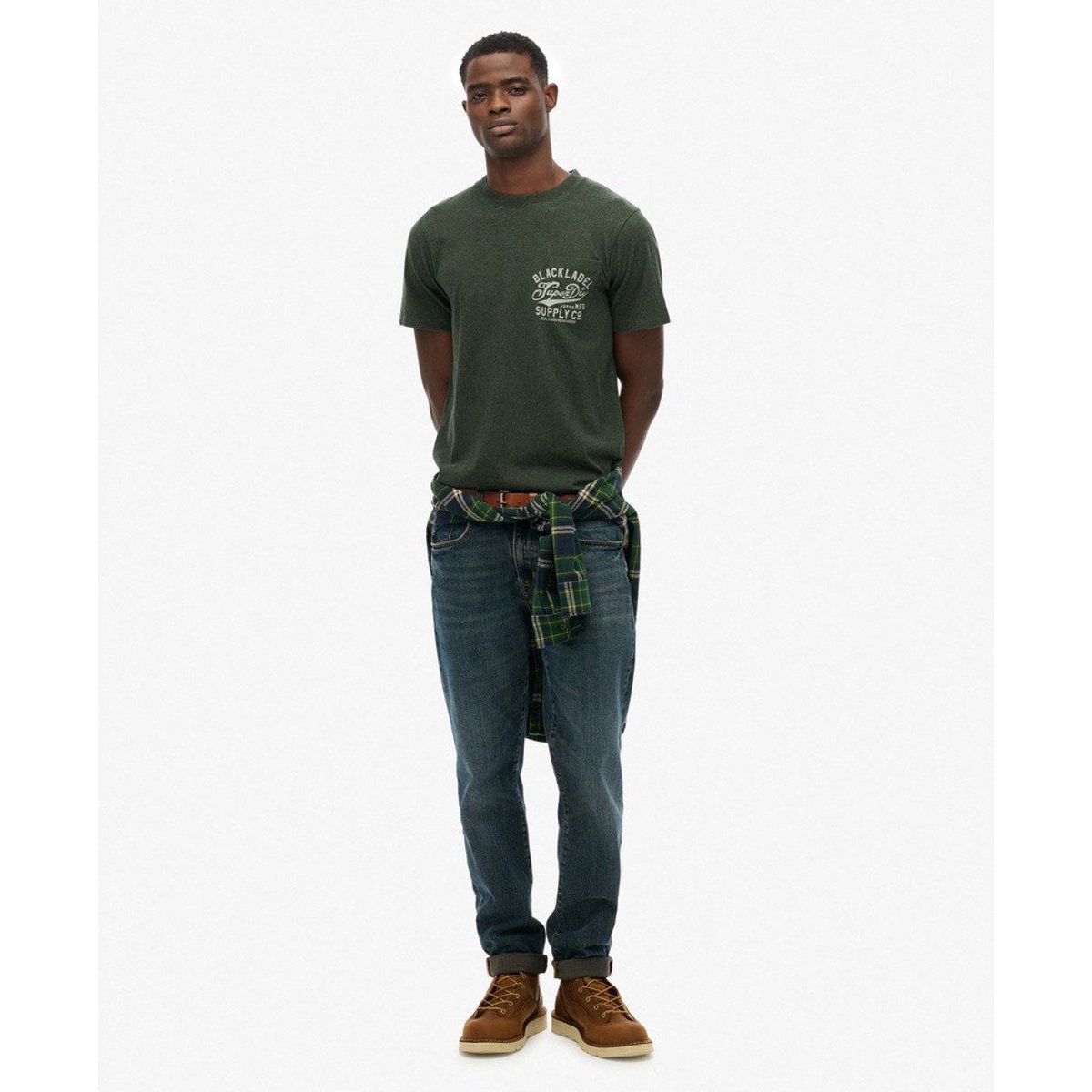 T-shirt décontracté industriel vert forêt foncé chiné, SUPERDRY