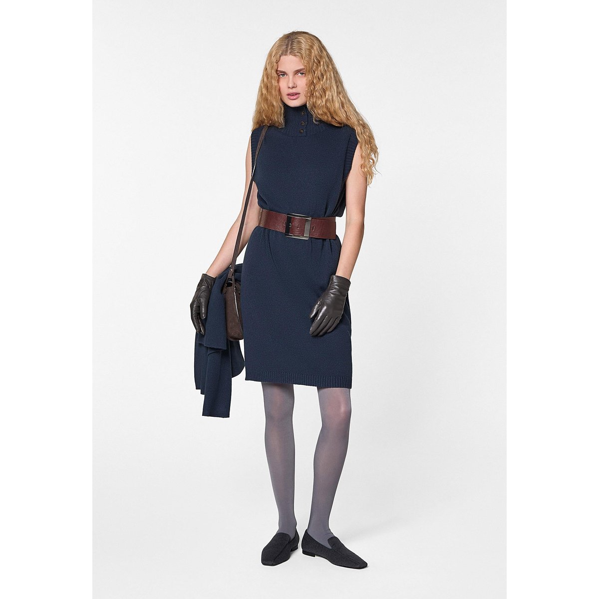 Robe droite en laine bleu denim, RODIER