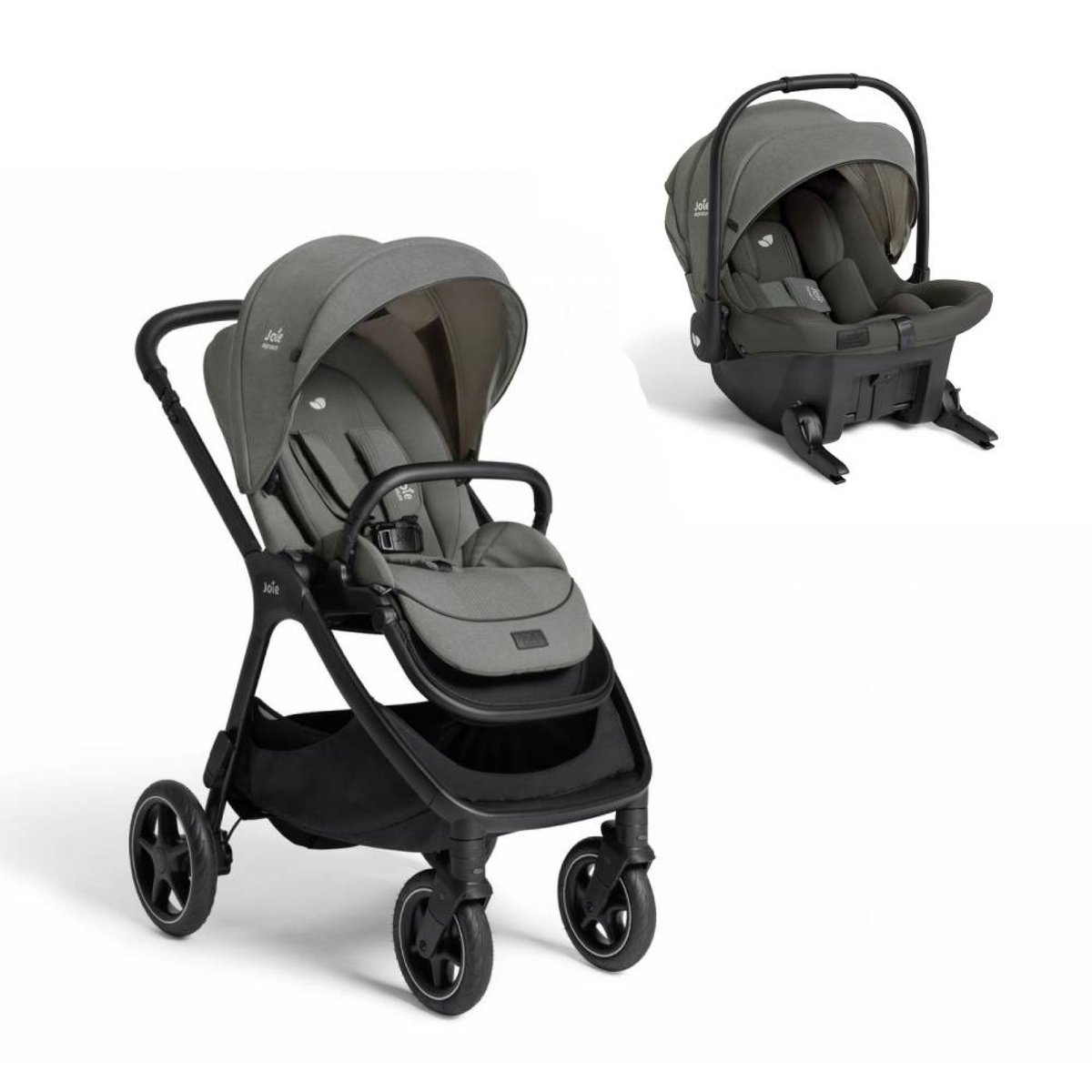 Poussette duo Finiti Signature Evergreen + siège auto Sprint Evergreen couleur unique, JOIE