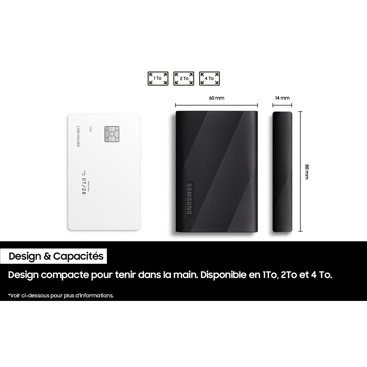 Disque SSD externe 1To T9 couleur unique, SAMSUNG