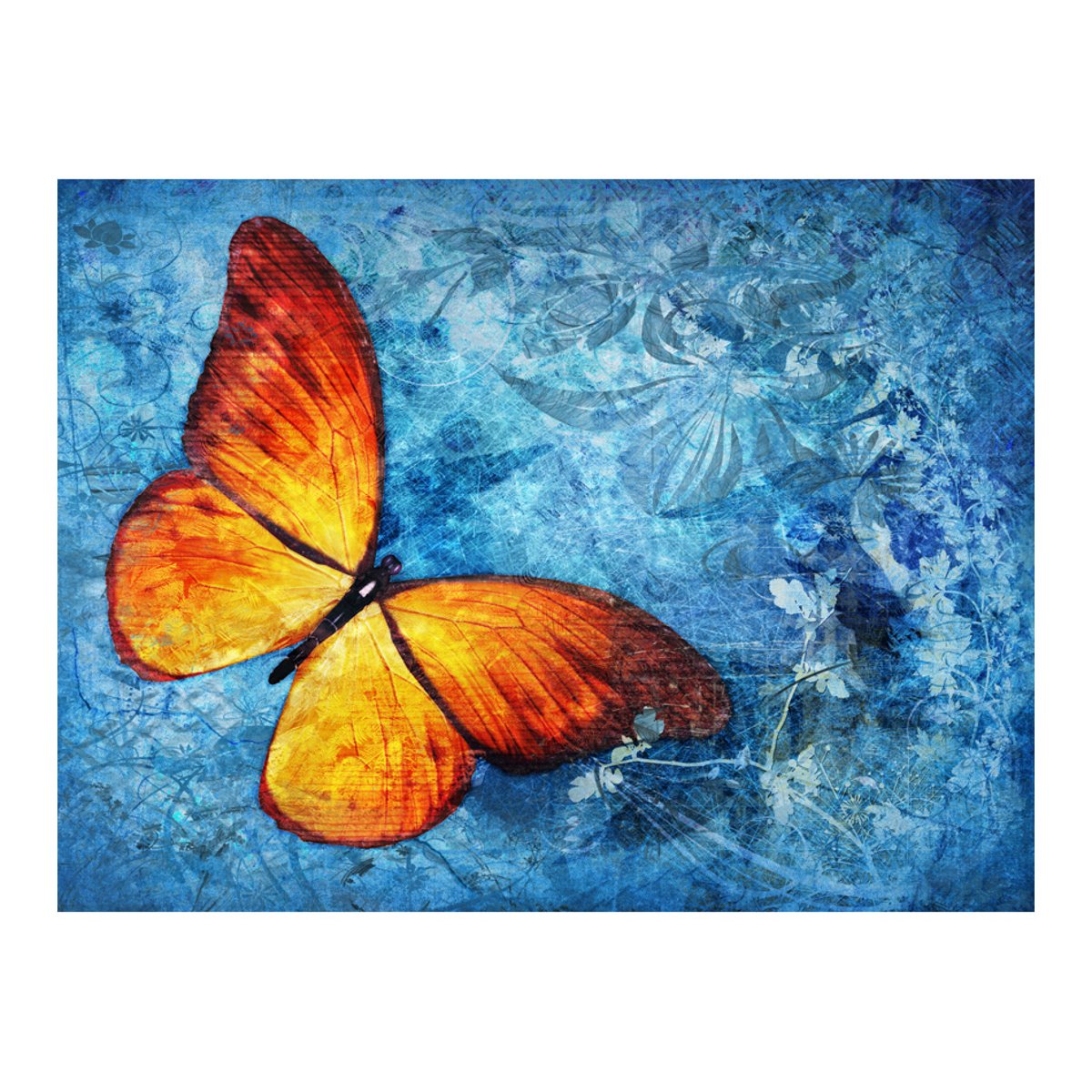 Papier peint intissé panoramique Animaux Fiery butterfly bleu, EDEN