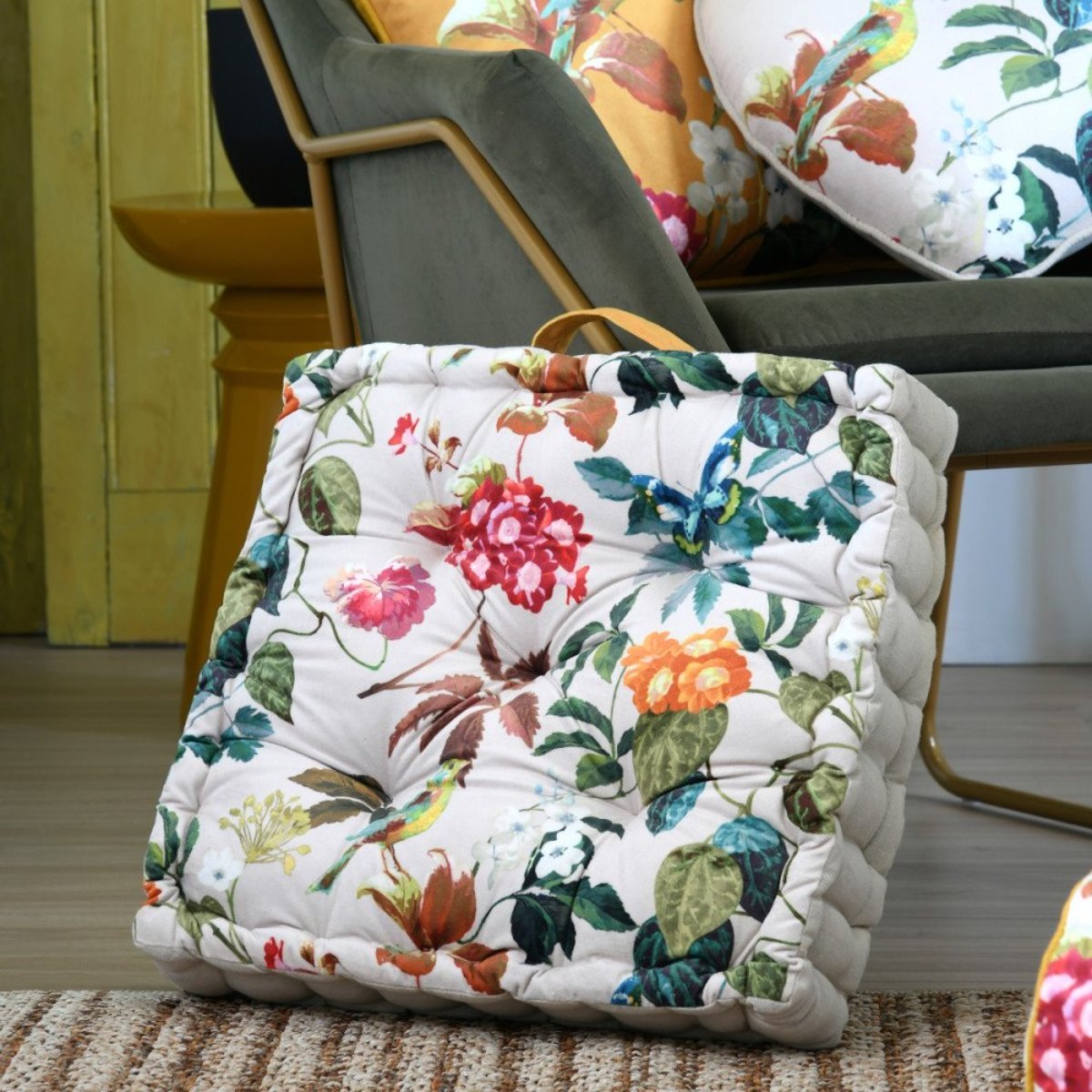 Coussin de sol imprimé à fleurs 45x45x10 multicolore, DECORATIE