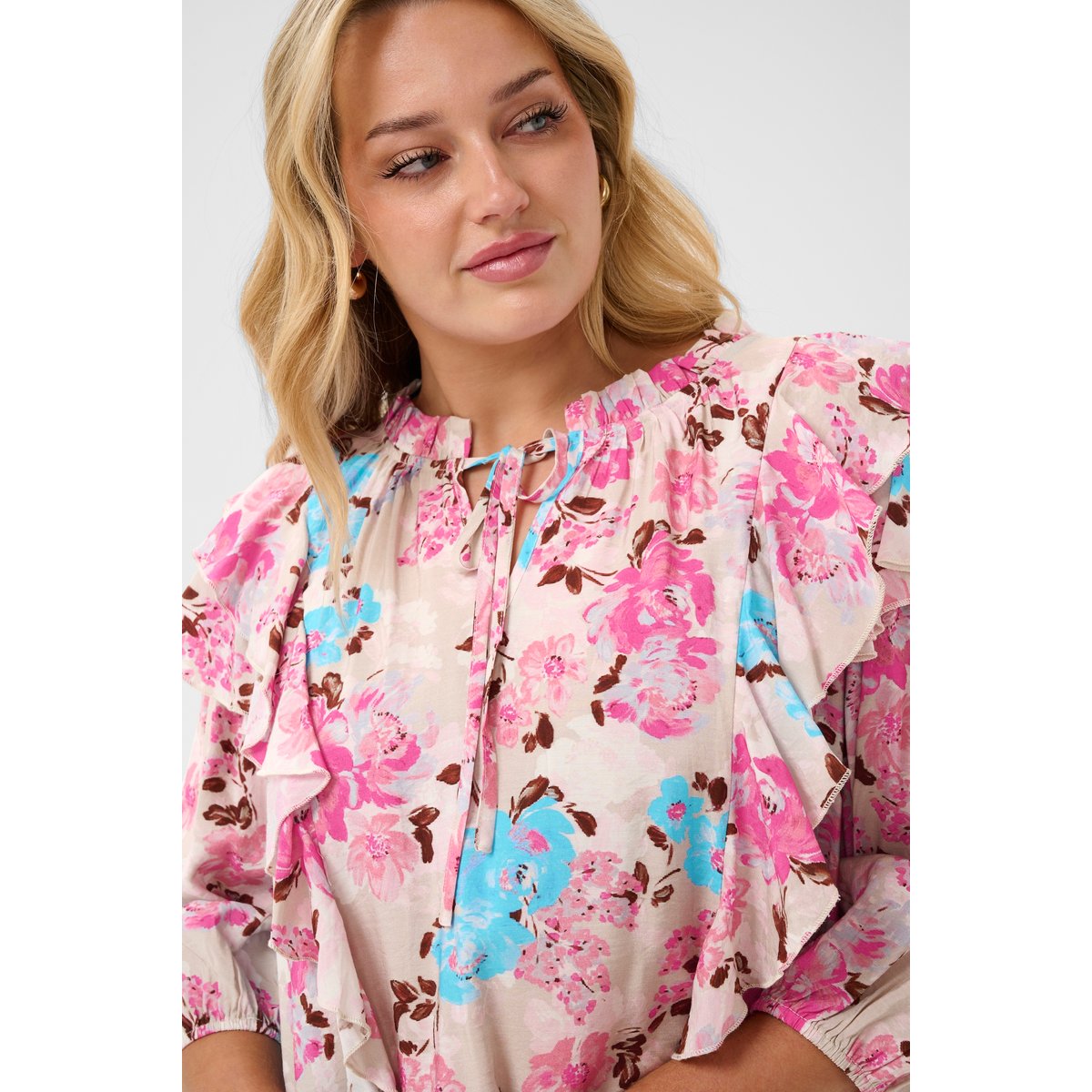 Blouse à manches courtes multicolore multi color flower, KAFFE CURVE