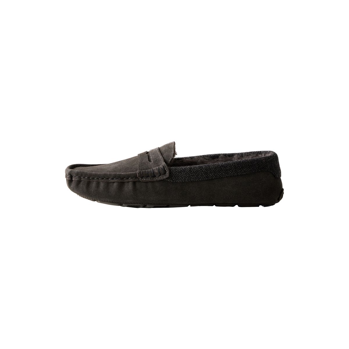 Chaussons style mocassins en daim gris, NEXT