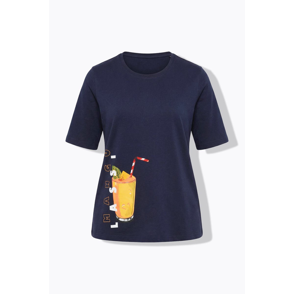 T-shirt motif smoothie, coupe Classic Fit marine, ULLA POPKEN