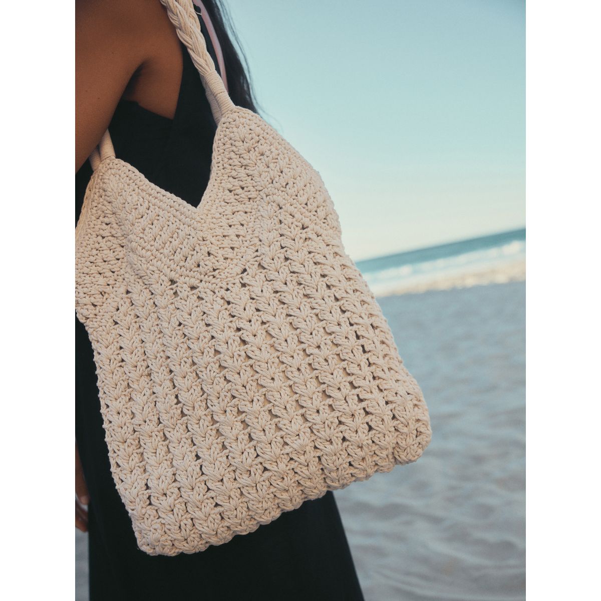Sac porté épaule style macramé naturel, NEXT