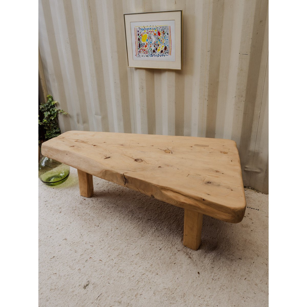 Table basse rustique en bois Léonie N°970 - Bon état bois clair, DEBONGOUT