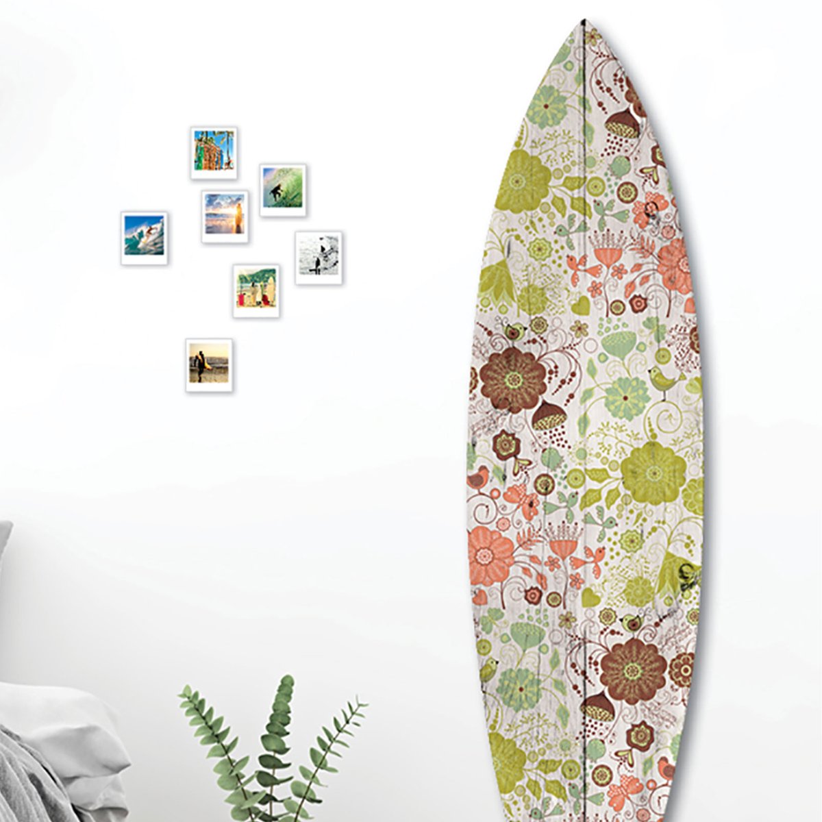 Planche de surf décorative fleuri rétro tableau alu dibond, HEXOA