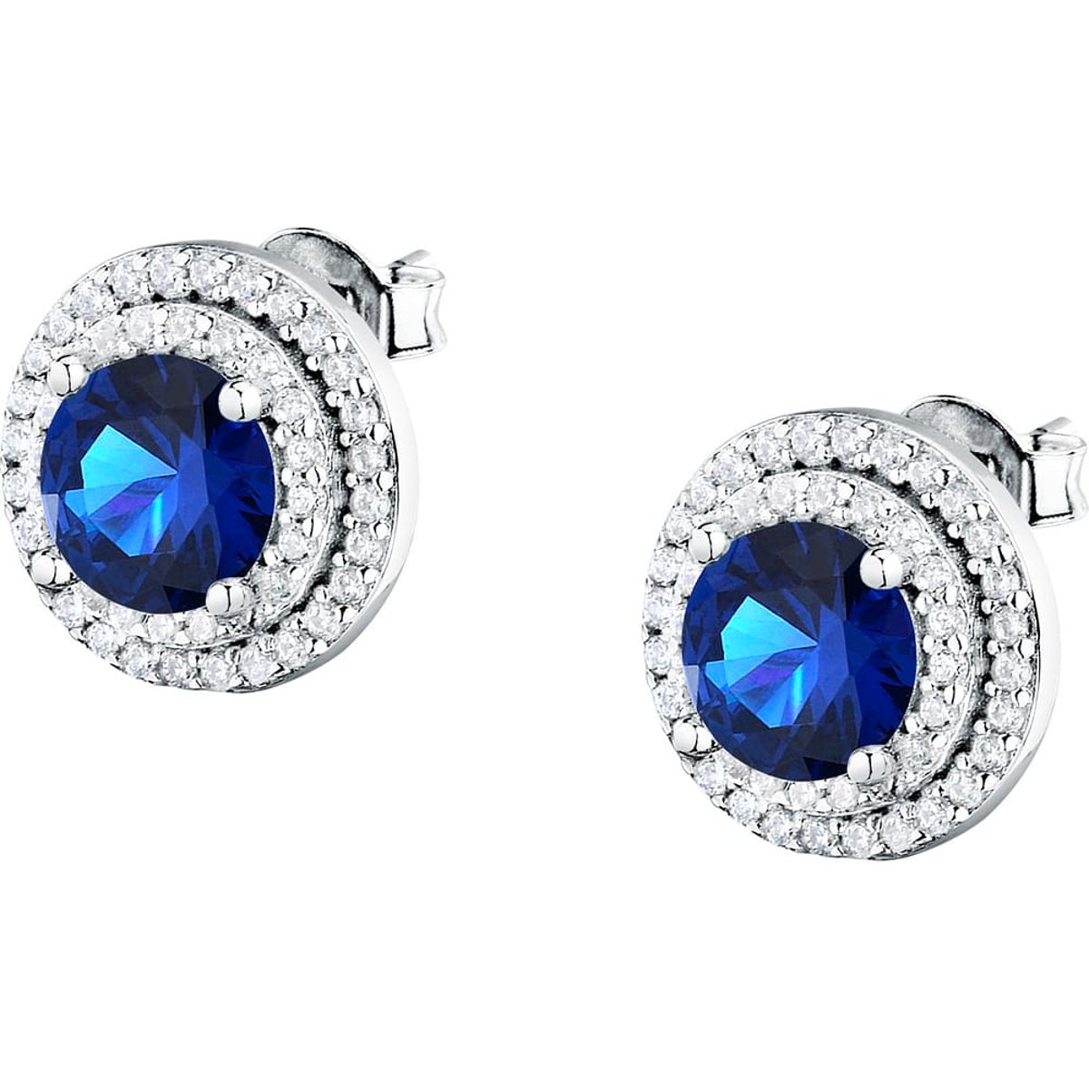 Boucles d'oreilles en Zircon/zircons Cubiques/argent 925/1000 Recyclé et Zircon bleu, MORELLATO