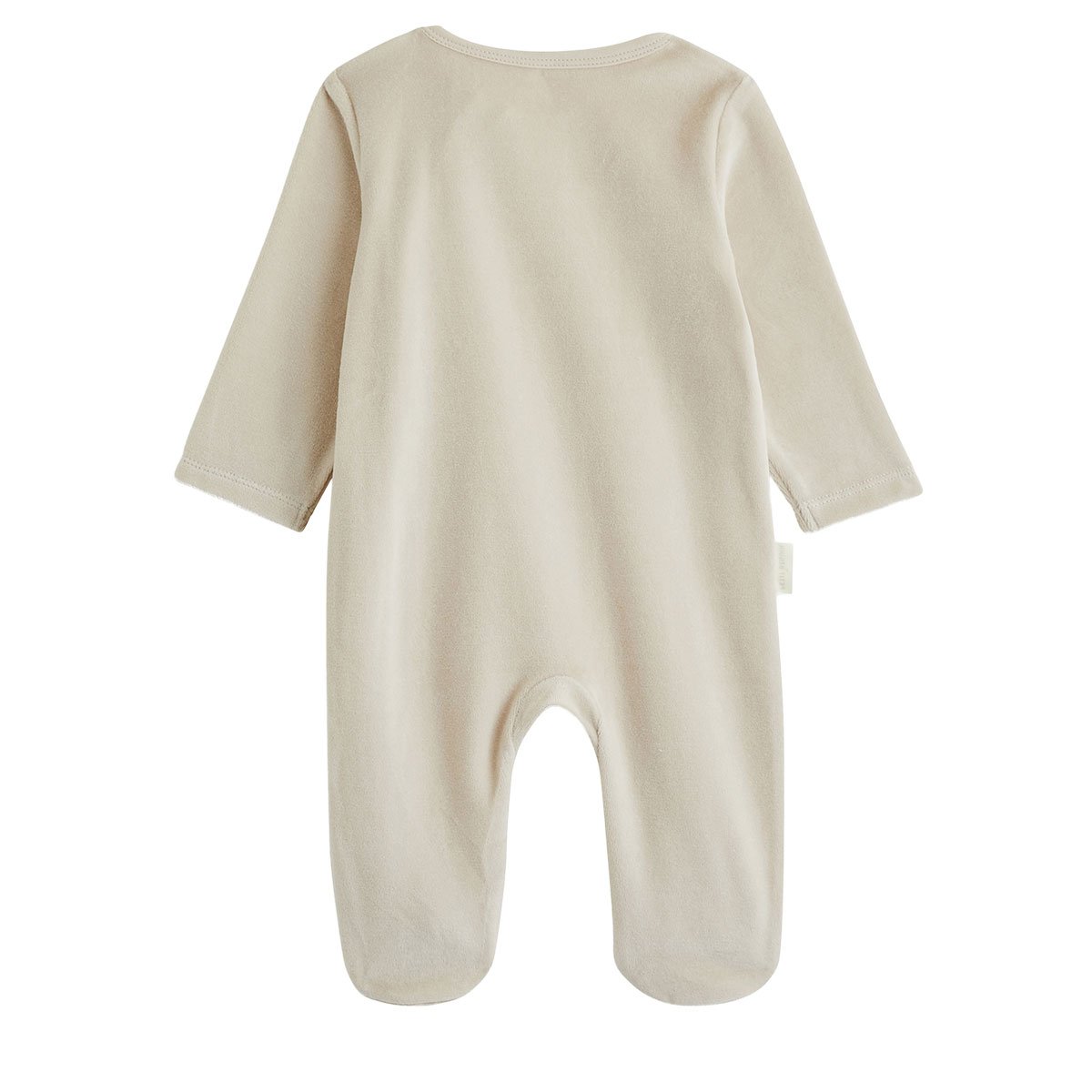 Lot de 2 pyjamas bébé en velours ouverture zippée ecru, PETIT BEGUIN