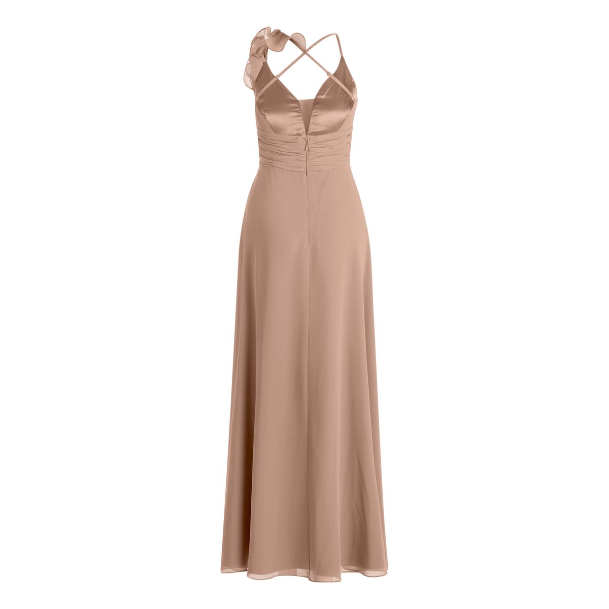 Robe en chiffon à volant soft rouge, VERA MONT