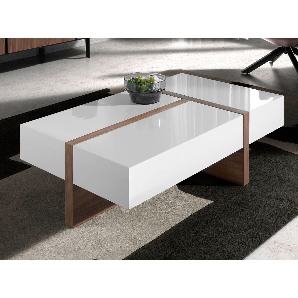 Table basse rectangulaire en bois et noyer noyer | blanc, ANGEL CERDA