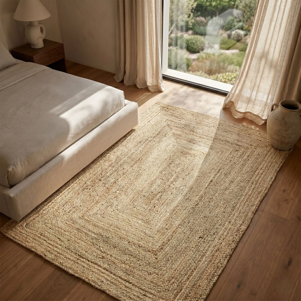 Tapis en jute tressé  artisanal VEGETAL JUTE - style bohème beige, THE DECO FACTORY