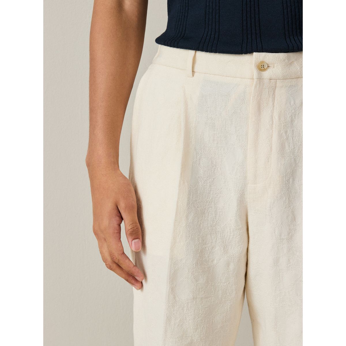 Pantalon costume coton tapisserie écru, NEXT