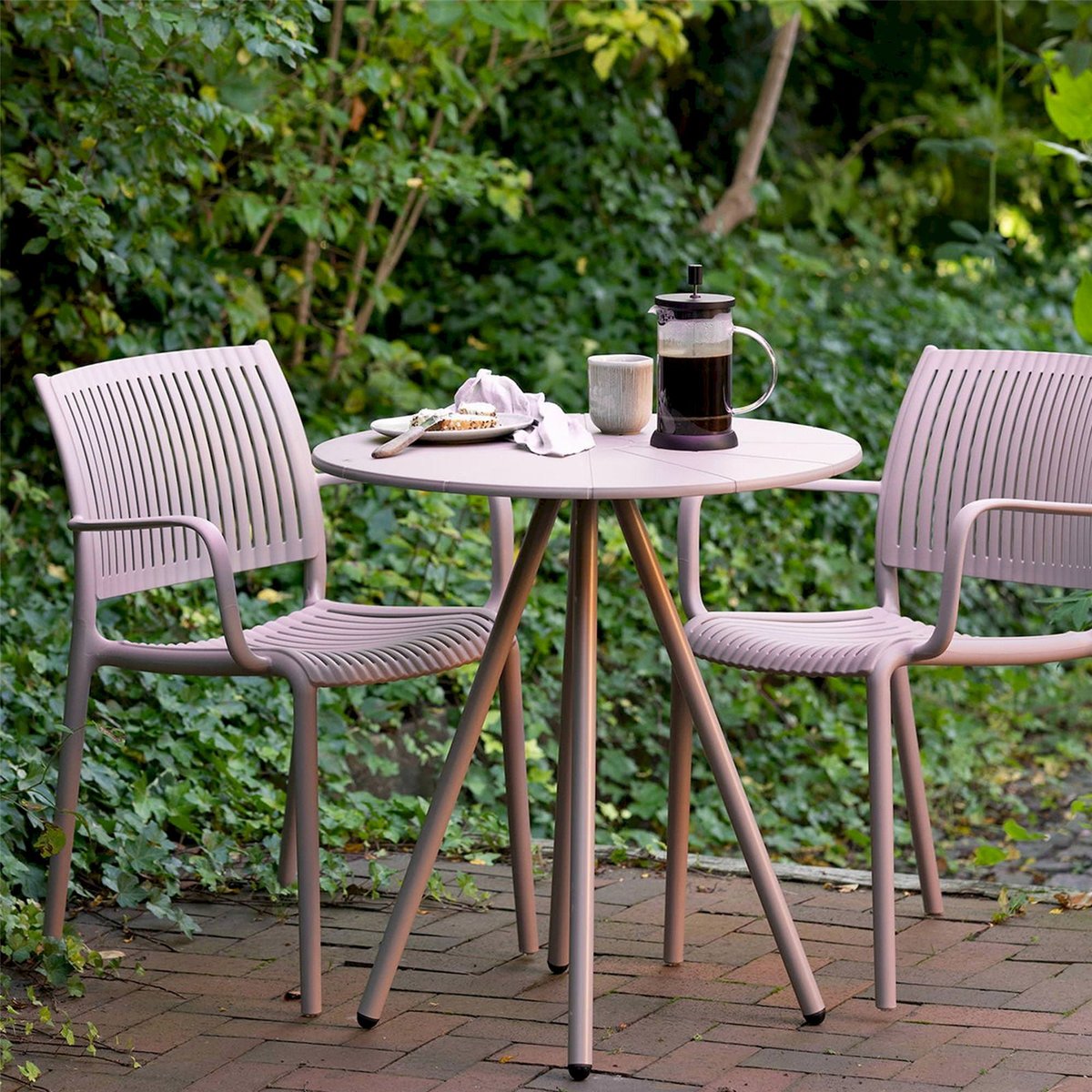 Chaise de jardin avec accoudoirs MANZANO taupe, RECOLLECTION