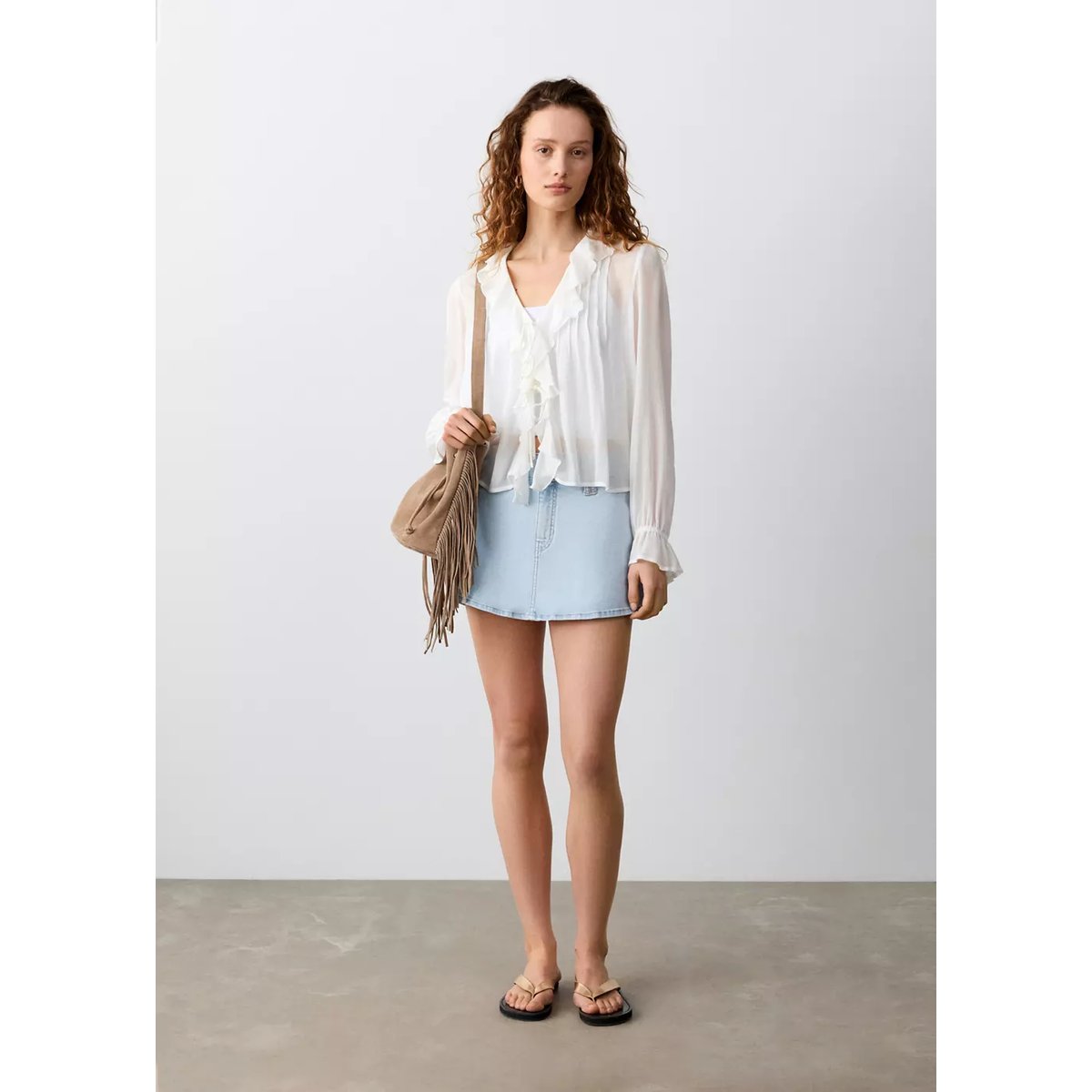 Jupe courte en jean bleu moyen, MANGO TEEN