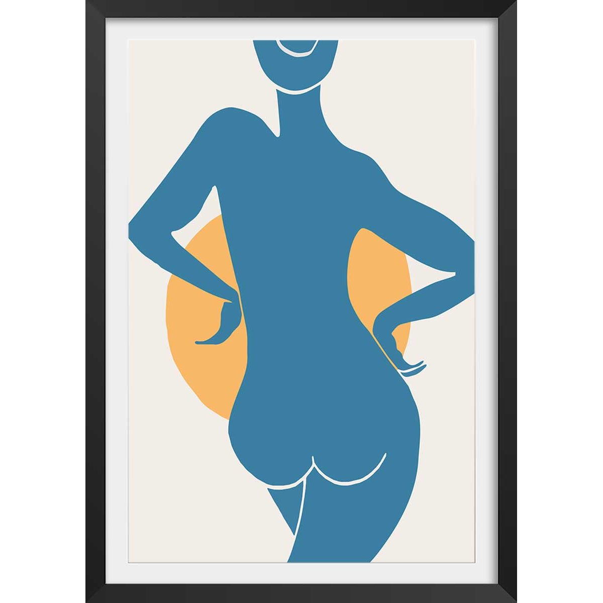 Affiche Bain de soleil affiche + cadre en bois - noir, HEXOA