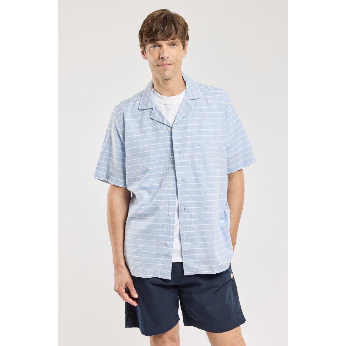 Chemise rayée en coupe confort rayé marine deep, ARMOR-LUX