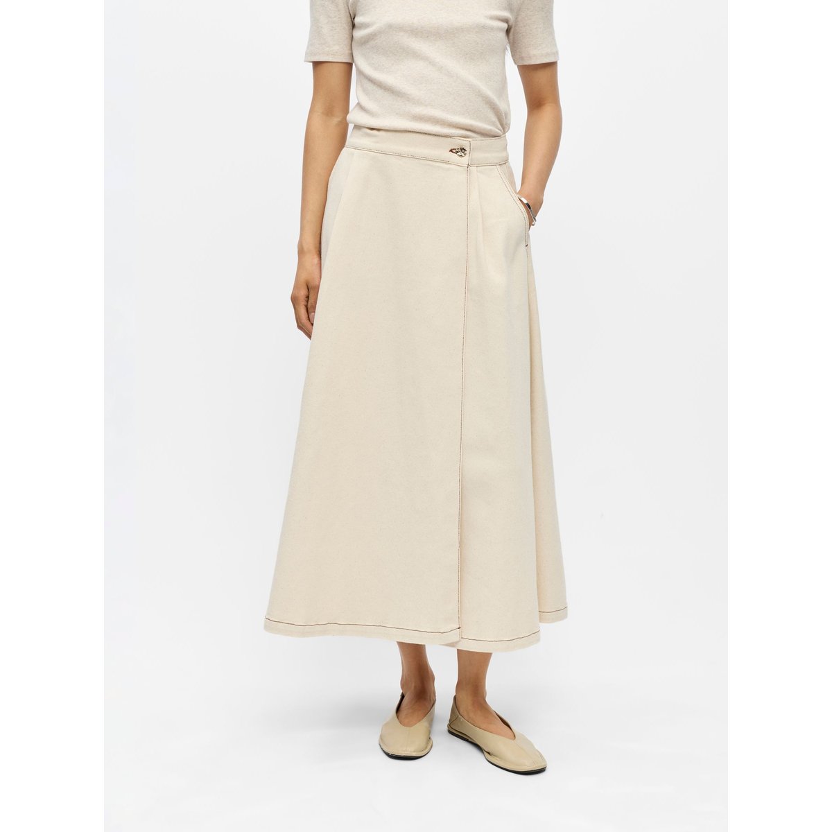 Jupe Longue blanc - beige denim1, OBJECT