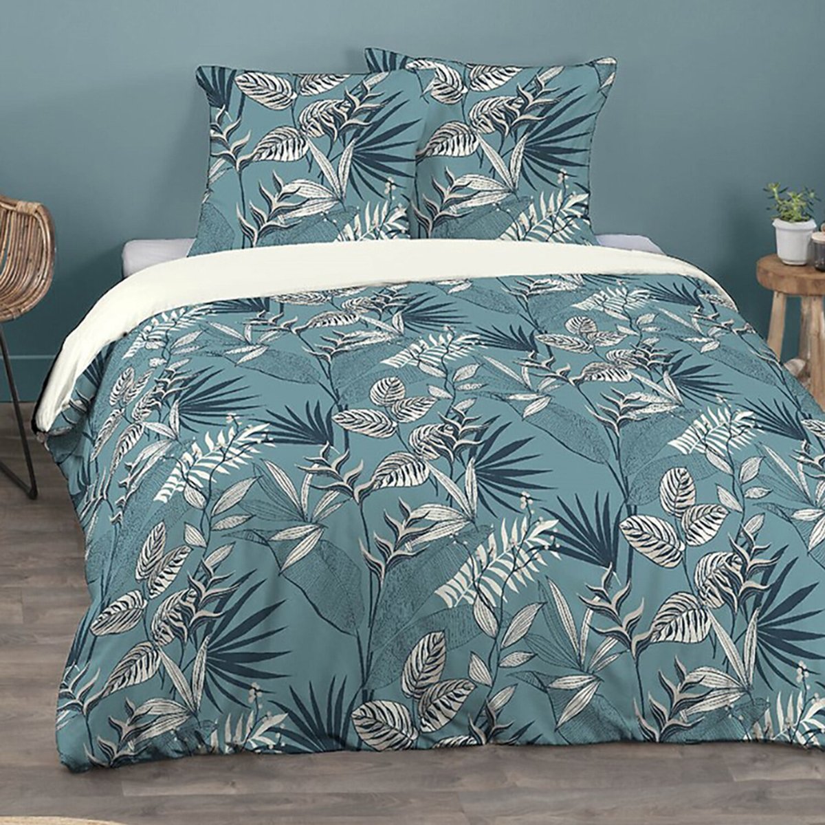 Parure housse de couette en microfibre imprimée, Grace vert, C DESIGN HOME TEXTILE
