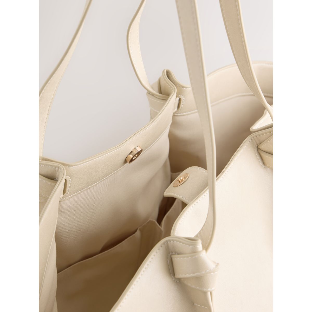 Grand sac porté épaule perforé crème, NEXT