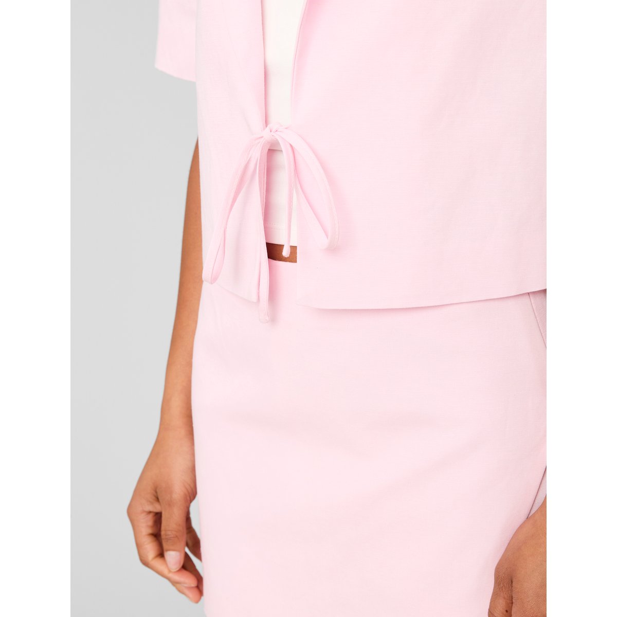 Blazer noué court rose pâle, BZB