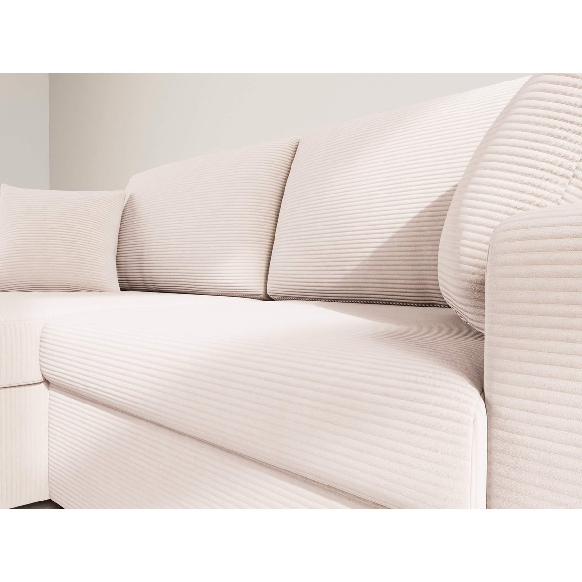 Canapé d'angle convertible velours côtelé, GISELE beige, BEST MOBILIER