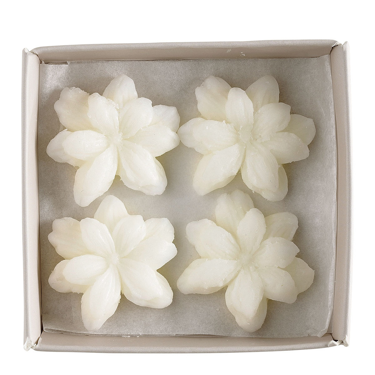 Coffret de 4 décors fondants en cire parfumée - VOILE DE LIN blanc, MATHILDE M