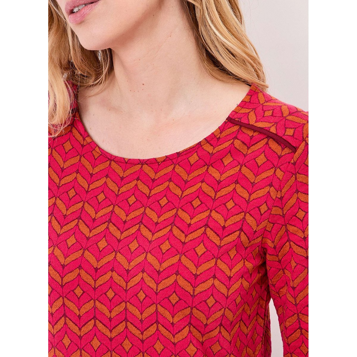 Robe courte maille jacquard PADMA rouge grenade, LA FIANCÉE