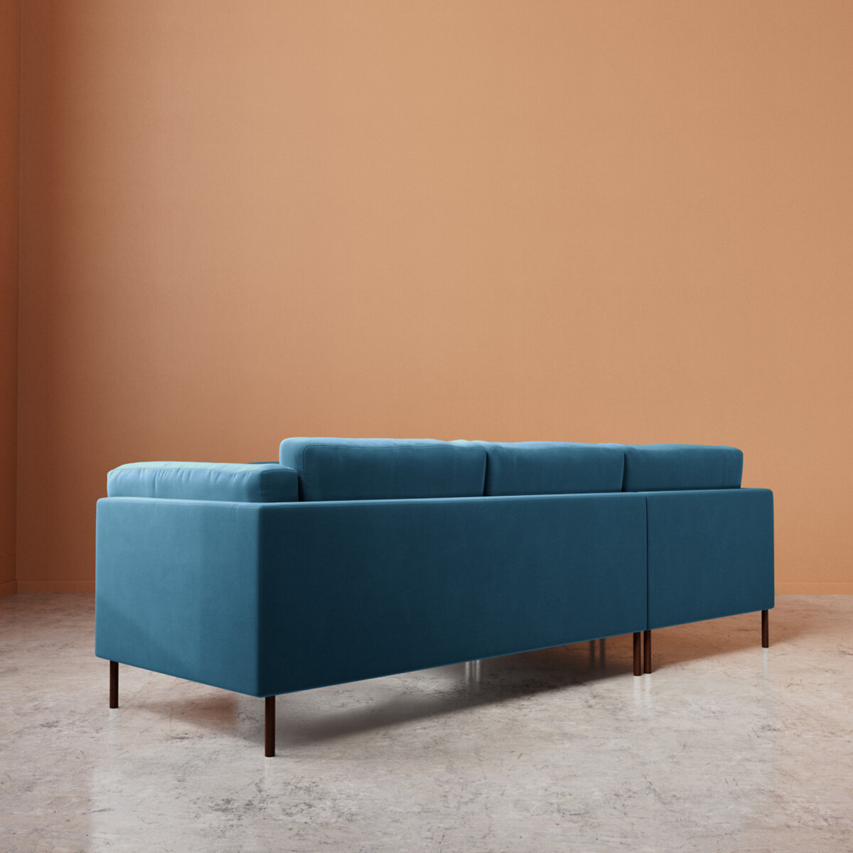 Munich Easy Velvet Corner Sofa petrol blue, SWOON