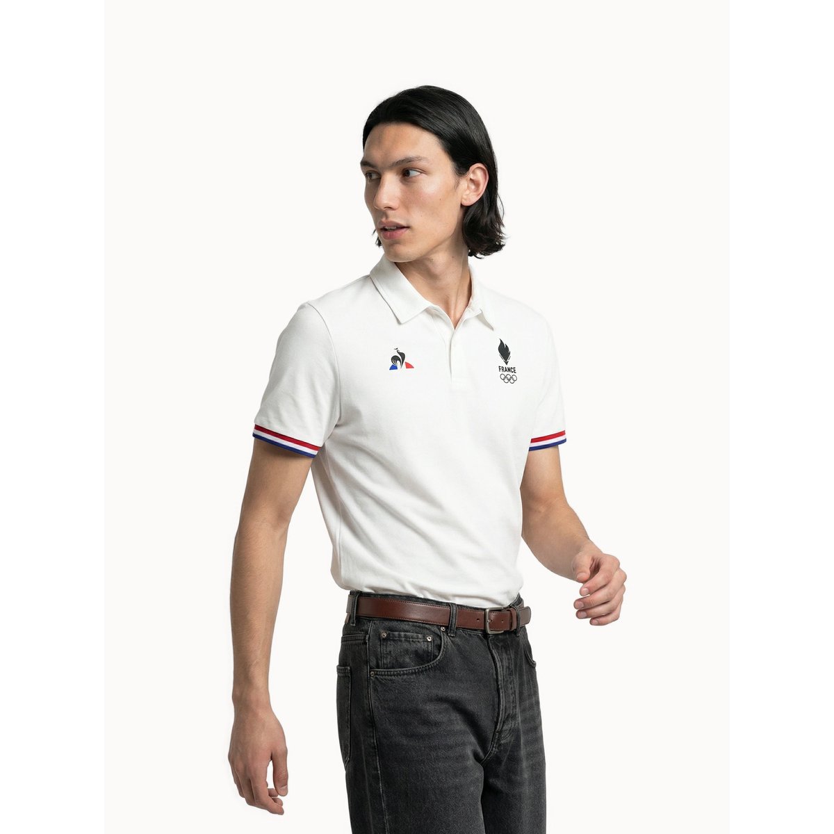 Polo Équipe de France Olympique en jersey Jeux Olympiques new optical white, LE COQ SPORTIF