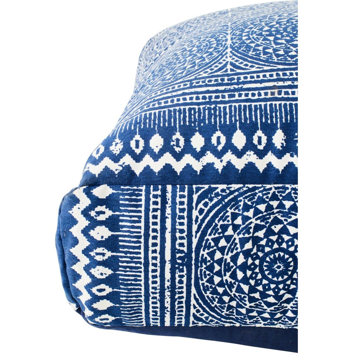 Pouf en coton motif mosaïque bleu et blanc, RECOLLECTION