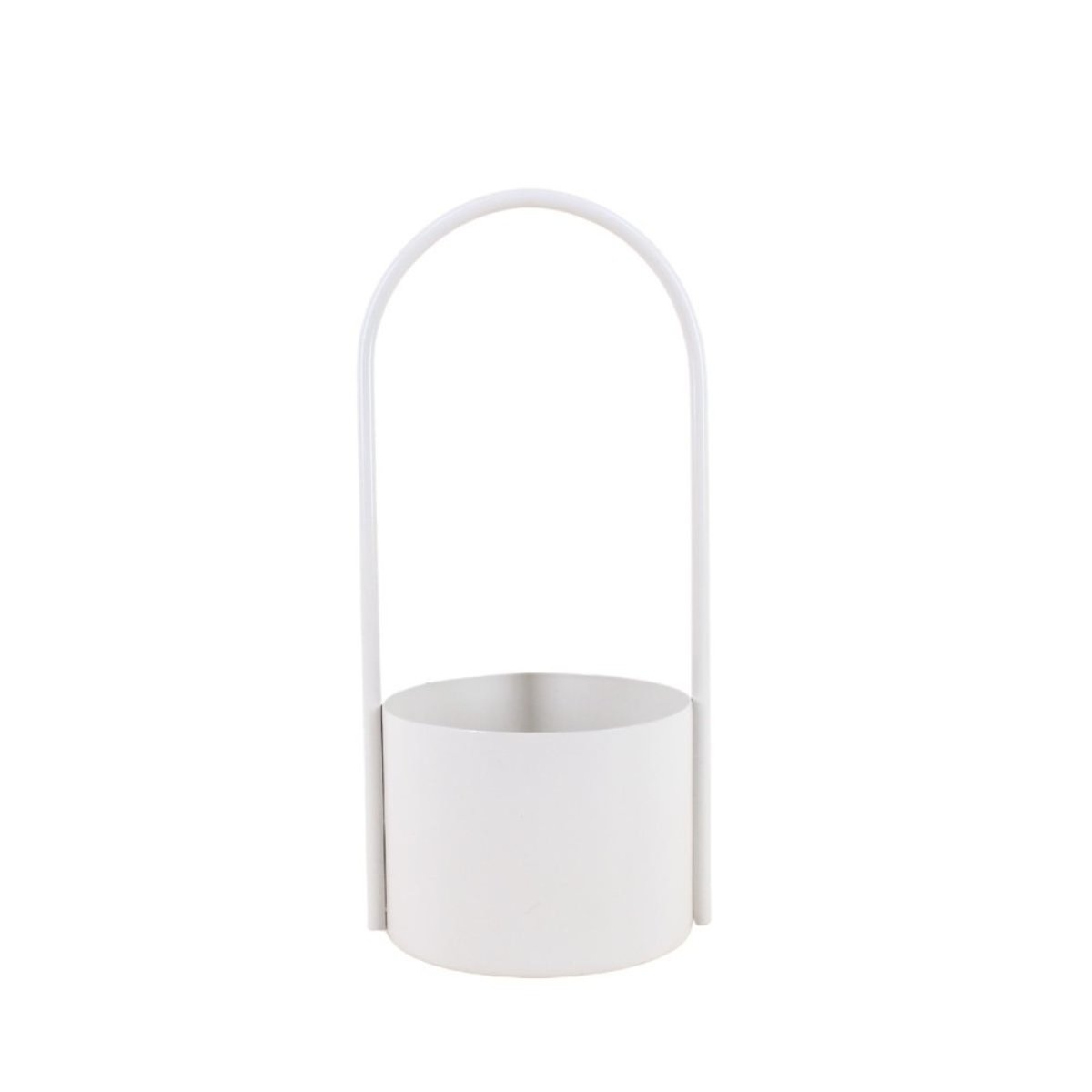 Cache pot en métal anse haute 13x30cm beige, ORNAMI