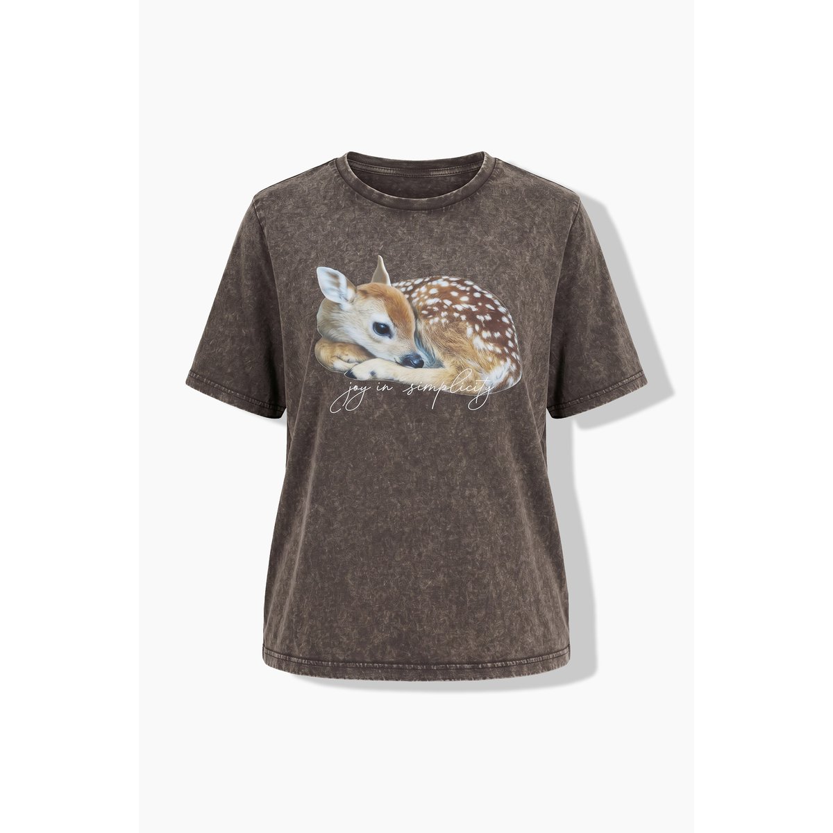 T-shirt motif faon, coupe Boxy Fit acajou, ULLA POPKEN