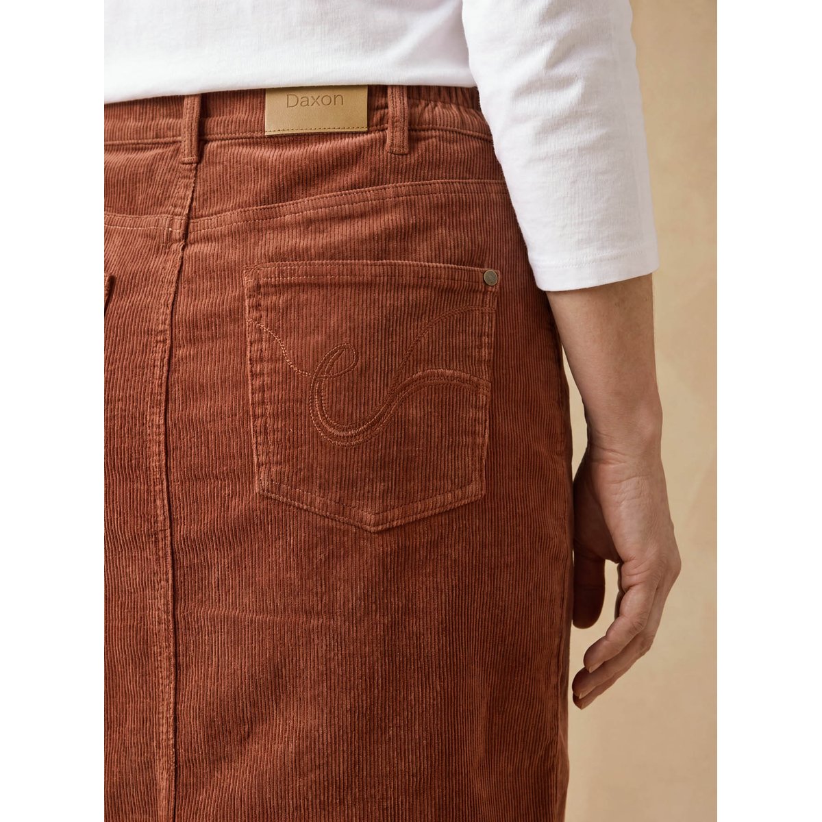 Jupe droite taille élastiquée côtés noisette, DAXON