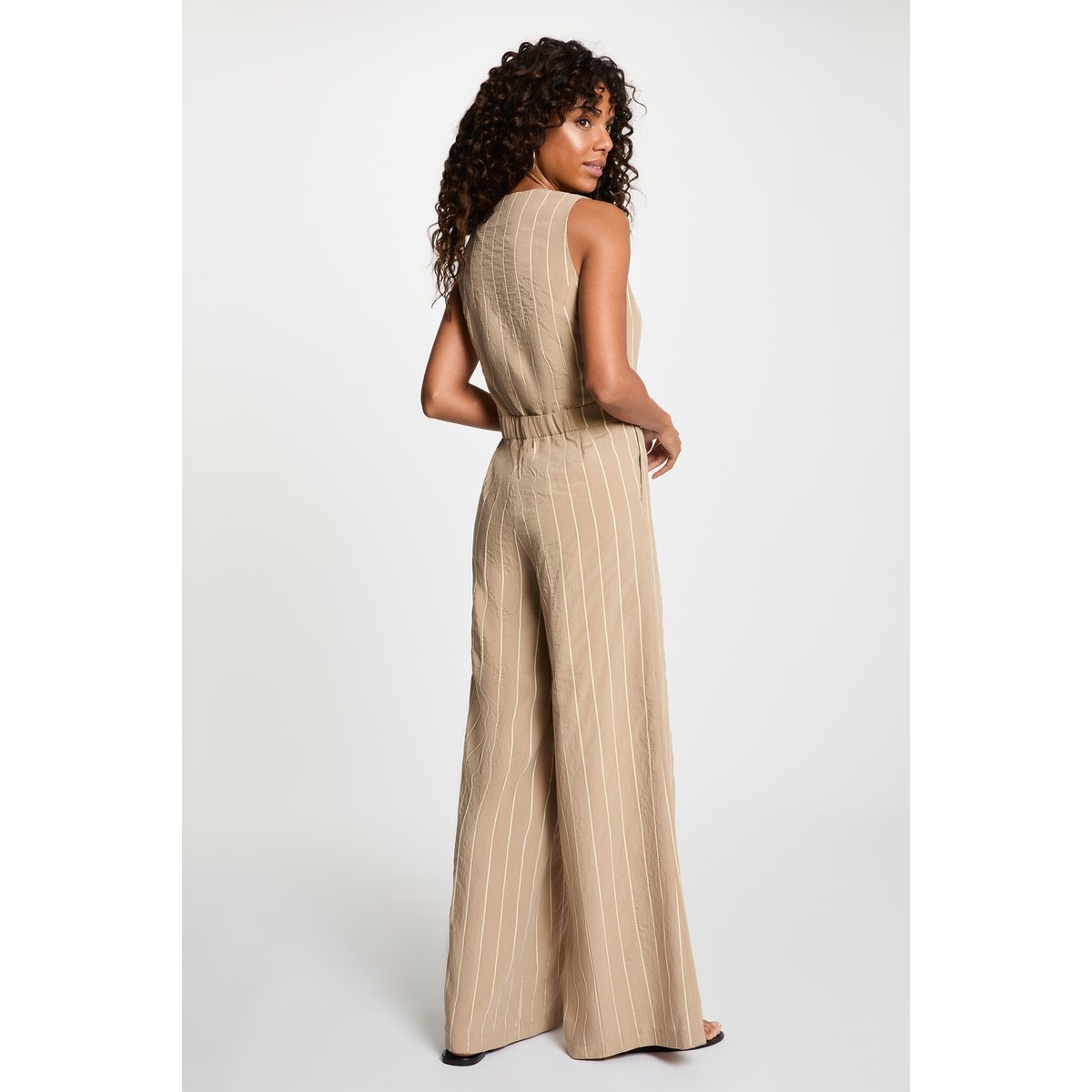 Combinaison rayée col v taupe, MORGAN