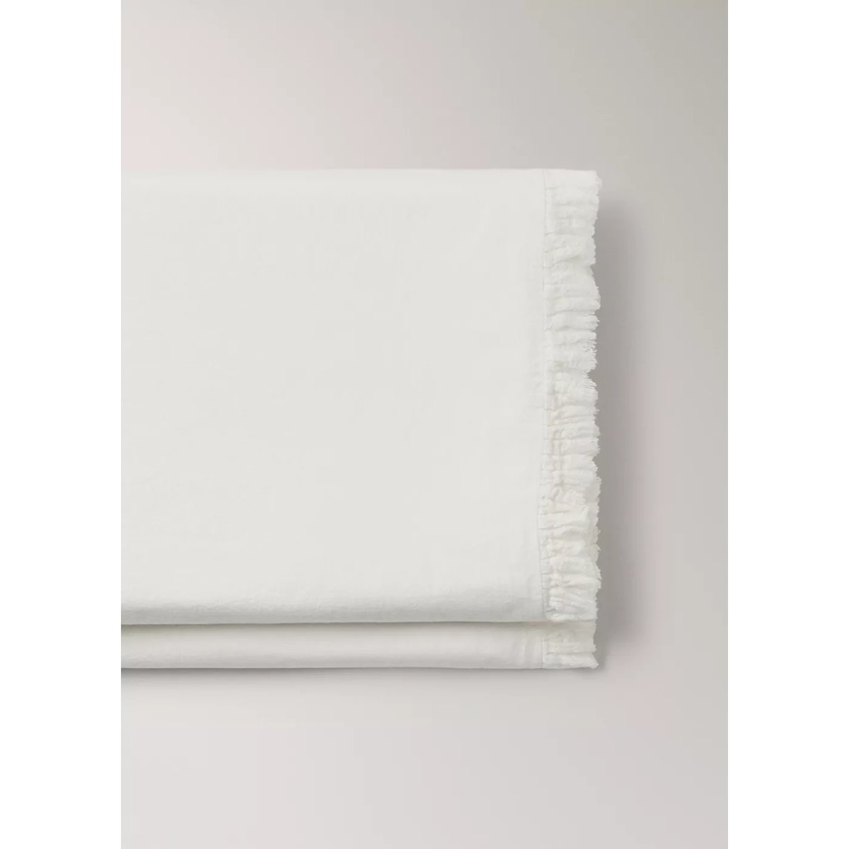 Drap plat coton lavé volants en gaze effiloché lit 180/200 cm écru, MANGO HOME