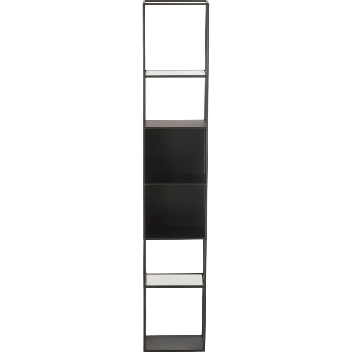 Étagère rectangulaire en métal et verre noir mat et verre transparent, RECOLLECTION