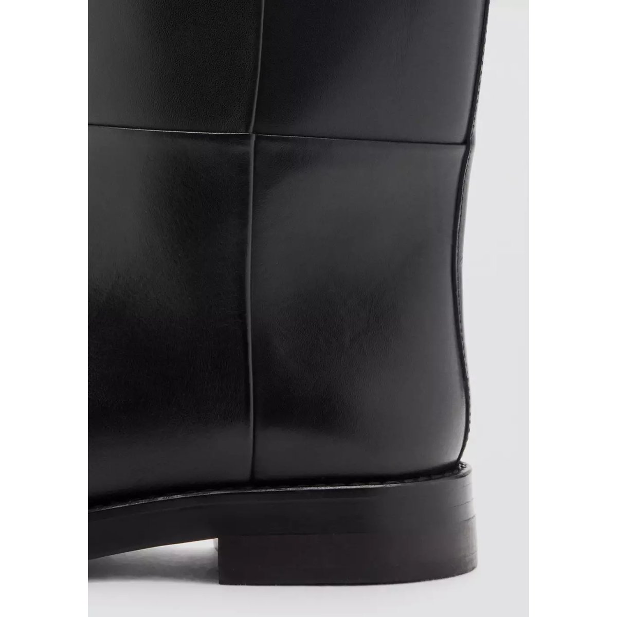 Bottines cuir bout rond noir, MANGO
