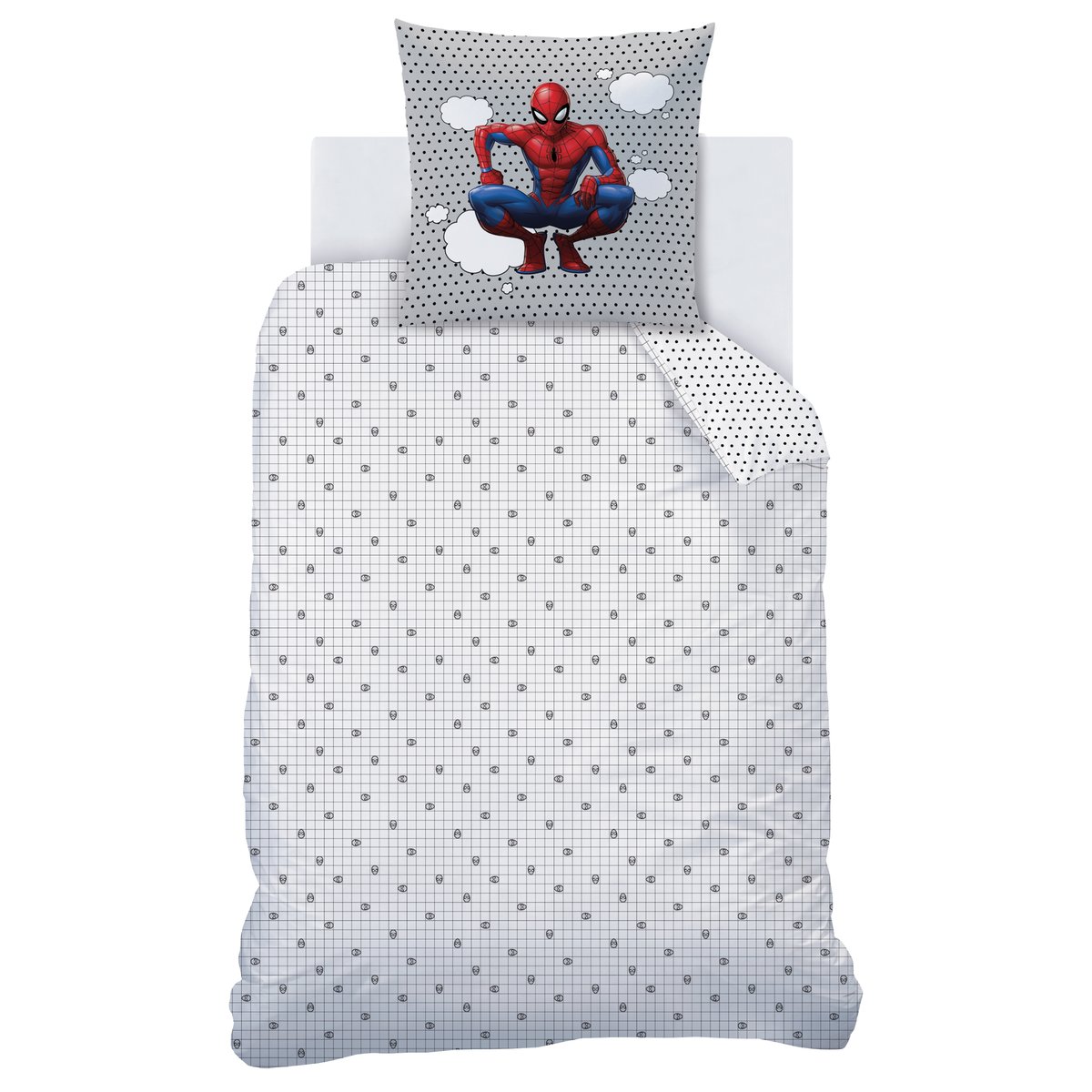 Parure de lit imprimée 100% coton, HERO gris, SPIDER-MAN