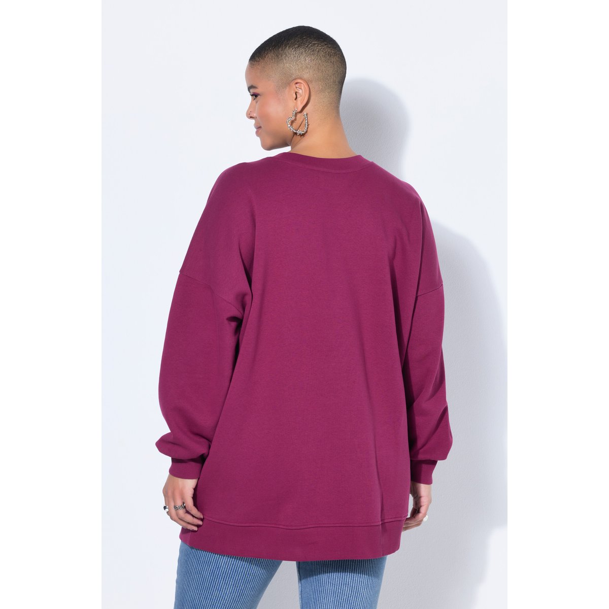 Sweat-shirt oversized avec patch à message aubergine, STUDIO UNTOLD