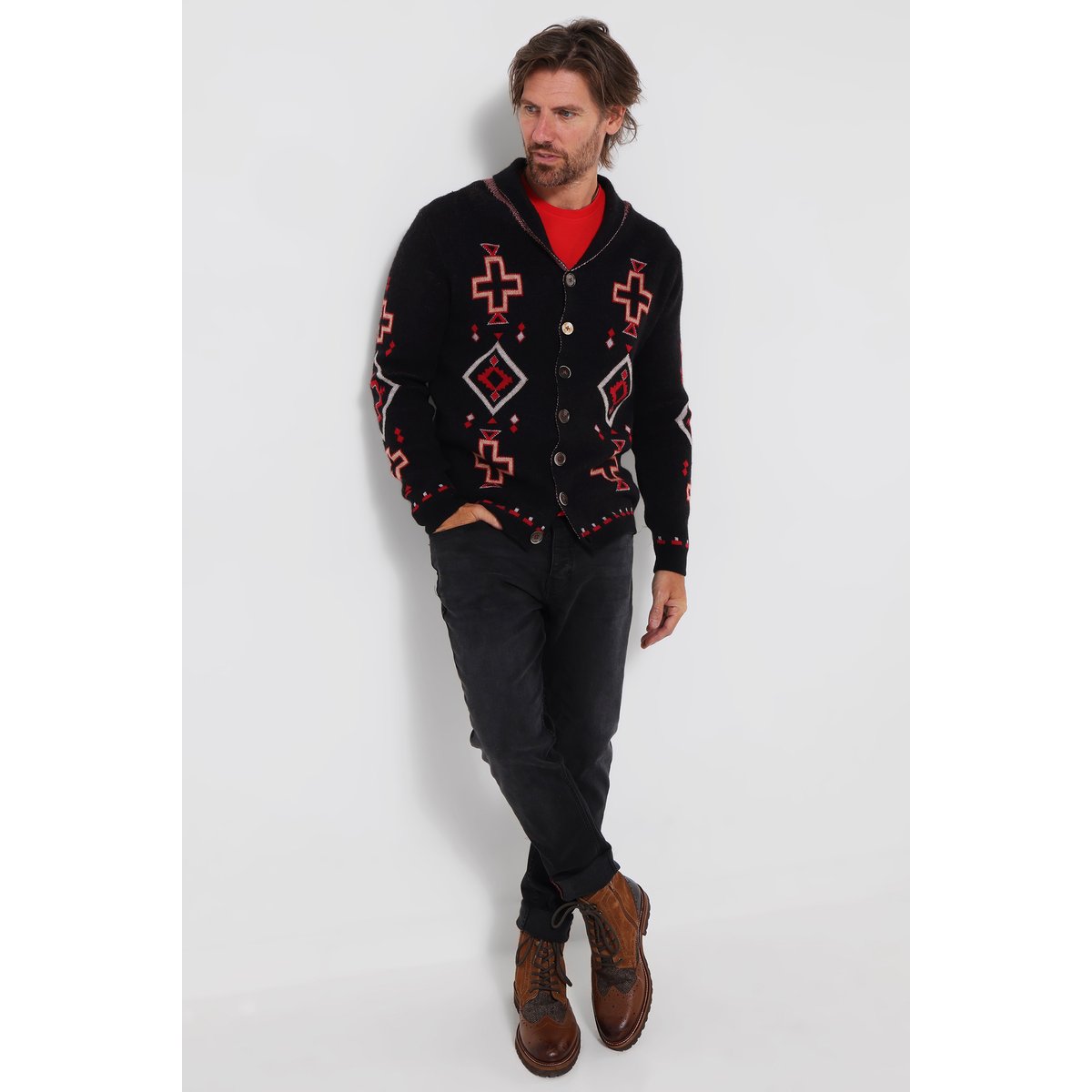 Cardigan au Motif Parfait noir, JOE BROWNS