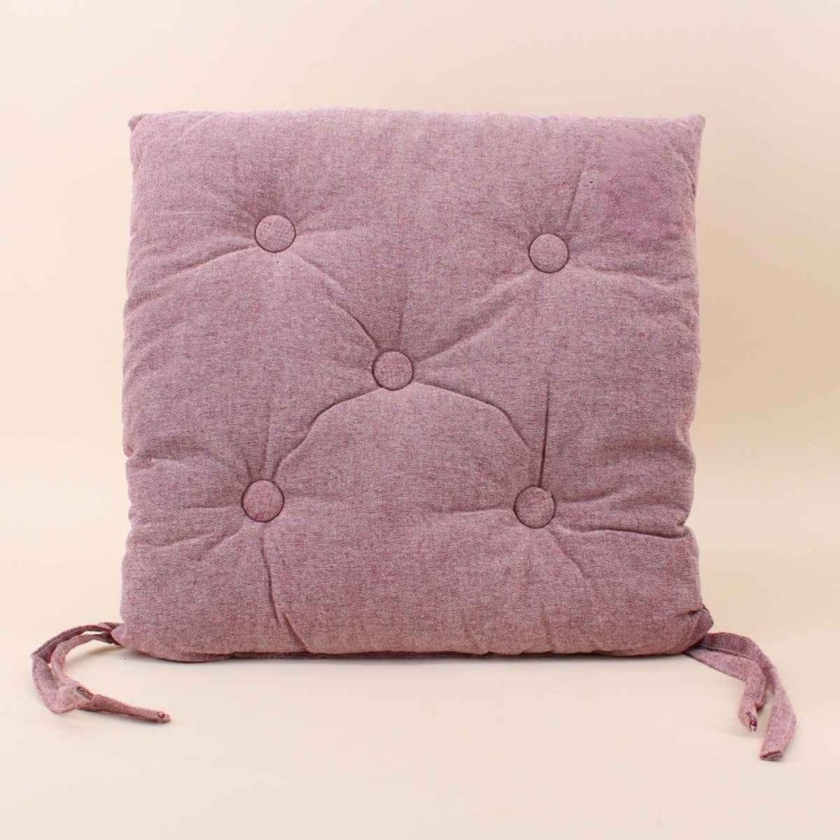 Lot de 4 galettes de chaise capitonnées unie rose, ORNAMI