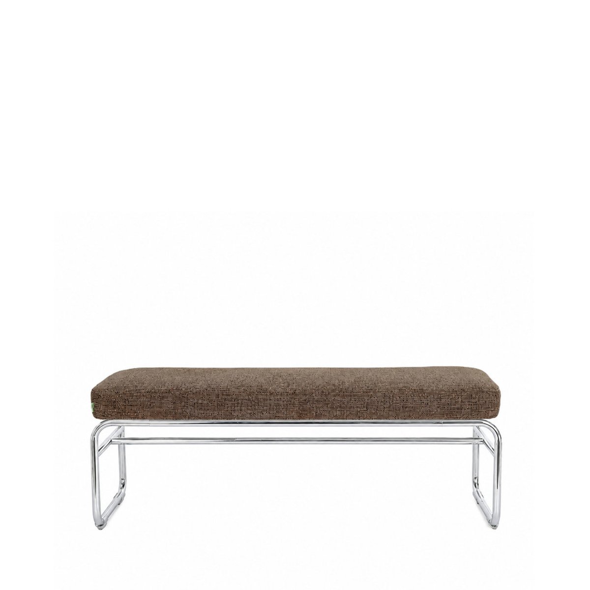 Banc en tissu pieds chrome L120cm- HENRI marron, DRAWER