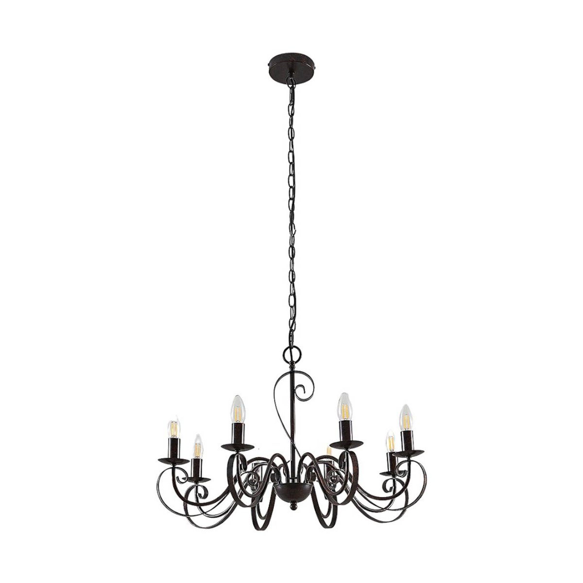 Lustre en métal traditionnel, Caleb brun rouille, LUCANDE